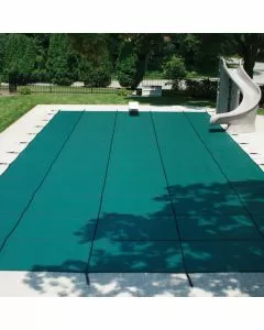 Lifestyle image of Doheny's 15 Year Mesh Safety Cover for 12x24 ft Rectangular Pool