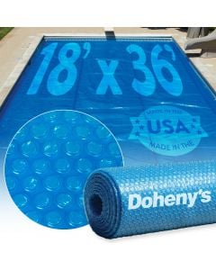 inground pool with blue micro bubble solar reel microbubble close up made in the usa graphic