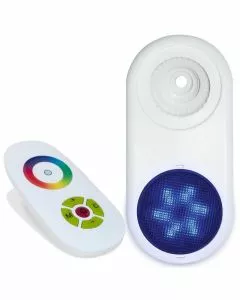 Side by side view of the LED light and remote control