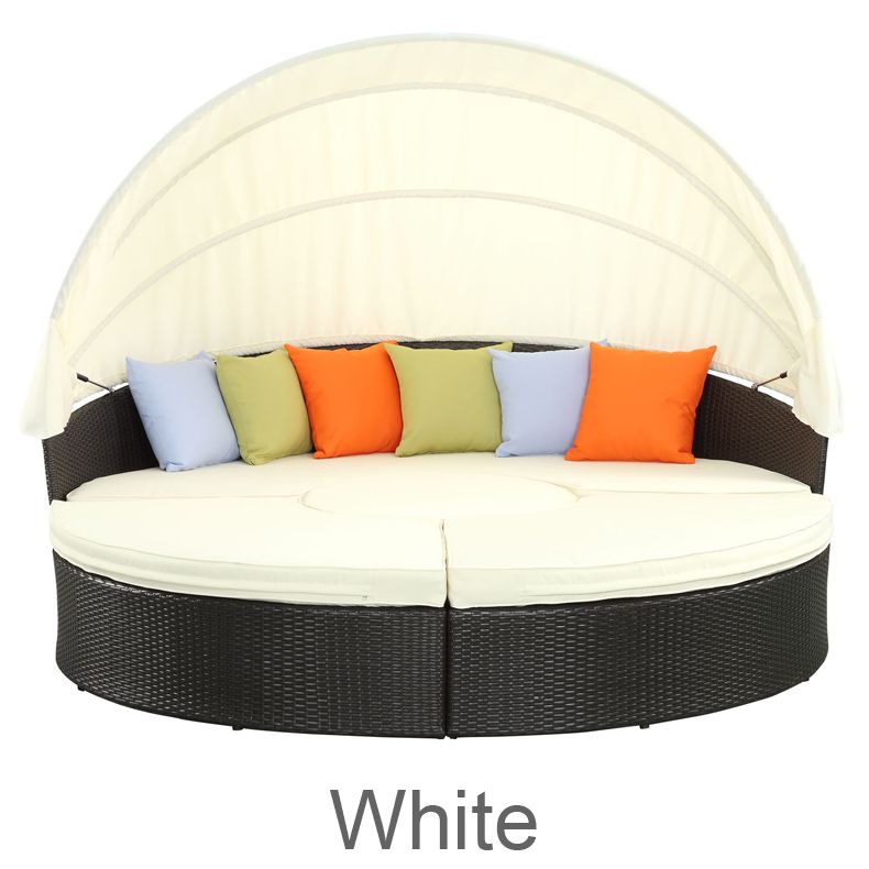 Modway Quest Daybed Espresso White, Quest Canopy Outdoor Patio Daybed