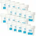 Twenty 25 lb. buckets of Doheny's Granular Calcium Hypochlorite pool shock, designed for powerful and effective pool sanitization.