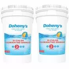 Two buckets of Doheny's Di-Chlor Chlorinating Granules - sanitize your pool quickly