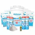 Doheny's Super Saver Value Pack with Di-Chlor Chlorinating Granules also includes Chlorine-Free Oxi Shock,  Super Shock Plus, Algaecide 60, and Extra Strength Metal Out