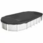 Hi-Tech Micro Mesh Winter Cover for 12x24 ft Above Ground Oval Pools (Actual Cover Size 15x27 ft) with 40 cover clips 