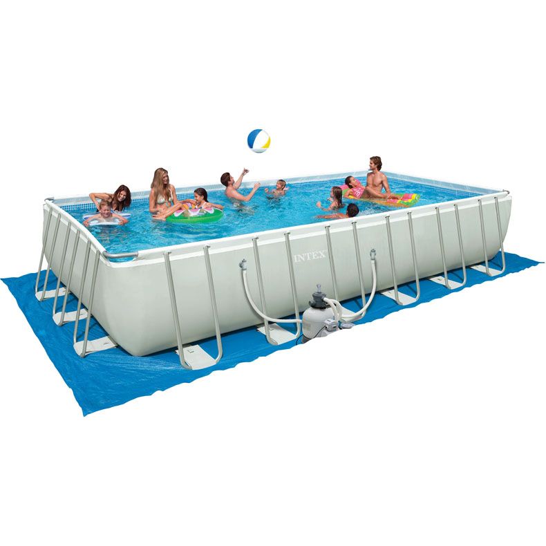 Intex Rectangle Power Steel Frame Quick Pool, 18x9 ft x 48 in Doheny's Pool Supplies Fast