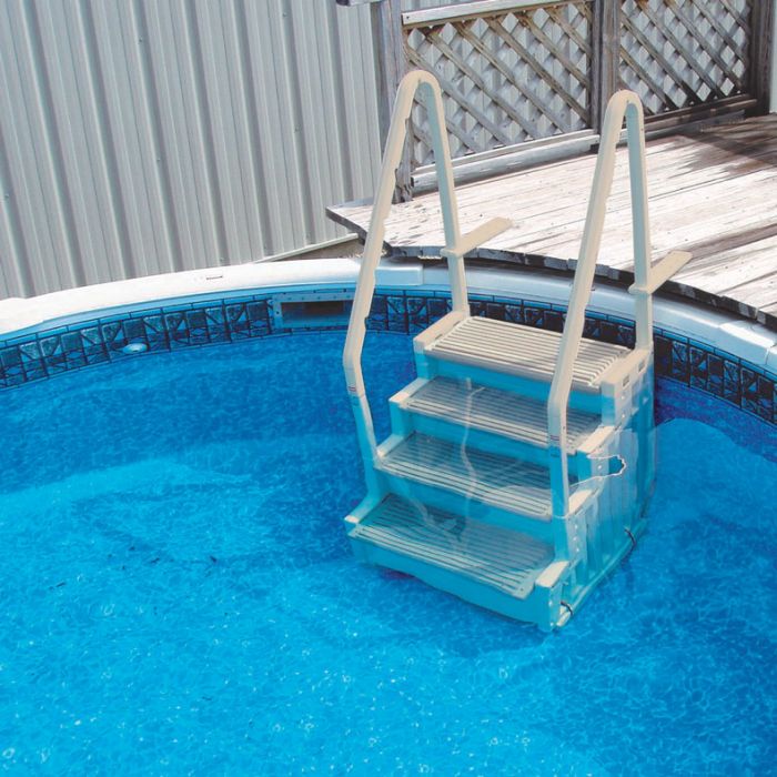 Confer Curve Inground Swimming Pool Steps with Blue Treads 