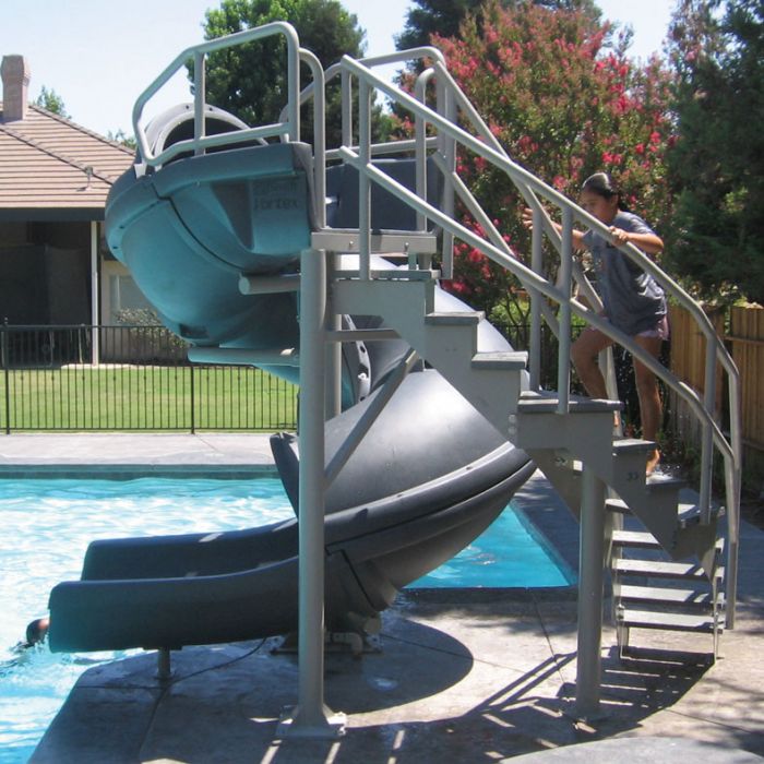 Vortex Half Tube Pool Slide with Ladder