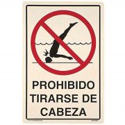 Poolmaster Caution No Diving Sign, 18x12 in, Spanish