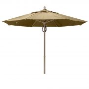 Fiberbuilt 11 ft Acrylic Market Push Up Umbrella, 2 Piece Champagne Bronze Aluminum Pole, Antique Beige Canopy