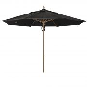 Fiberbuilt 11 ft Acrylic Market Push Up Umbrella, 2 Piece Champagne Bronze Aluminum Pole, Black Canopy