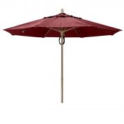 Fiberbuilt 11 ft Acrylic Market Push Up Umbrella, 2 Piece Champagne Bronze Aluminum Pole, Burgundy Canopy