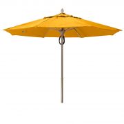Fiberbuilt 11 ft Acrylic Market Push Up Umbrella, 2 Piece White Aluminum Pole, Dandelion Canopy
