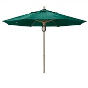 Fiberbuilt 11 ft Acrylic Market Push Up Umbrella, 2 Piece Champagne Bronze Aluminum Pole, Forest Green Canopy