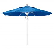 Fiberbuilt 11 ft Acrylic Market Push Up Umbrella, 2 Piece White Aluminum Pole, Pacific Blue Canopy