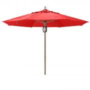 Fiberbuilt 11 ft Acrylic Market Push Up Umbrella, 2 Piece Champagne Bronze Aluminum Pole, China Red Canopy