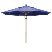 Fiberbuilt 11 ft Acrylic Market Push Up Umbrella, 2 Piece Champagne Bronze Aluminum Pole, Royal Blue Canopy