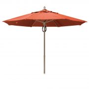 Fiberbuilt 11 ft Acrylic Market Push Up Umbrella, 2 Piece White Aluminum Pole, Terra Canopy
