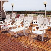 Grosfillex Bahia Extra-Wide Stacking Deck Chairs, White