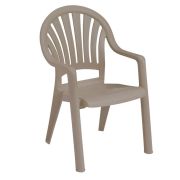 Side view of Grosfillex Pacific Fanback Chair in French Taupe