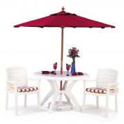 Grosfillex Arcadia Dining Set, 46 in Round Table and 4 Dining Chairs, Sandstone