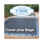 Hi-Tech Micro Mesh Winter Cover for 16x32 ft Rectangular Pools, 8 Year Warranty, with 12 Water Bags