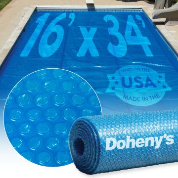 inground pool with blue micro bubble solar reel microbubble close up made in the usa graphic