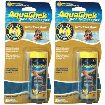 AquaChek Select Refill (50) for Free Chlorine, Total Chlorine, Total Bromine, Total Alkalinity, Total Hardness, Cyanuric Acid (Stabilizer) & pH, 2 Pack