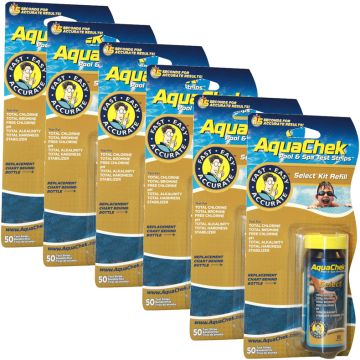 AquaChek Select Refill (50) for Free Chlorine, Total Chlorine, Total Bromine, Total Alkalinity, Total Hardness, Cyanuric Acid (Stabilizer) & pH, 6 Pack