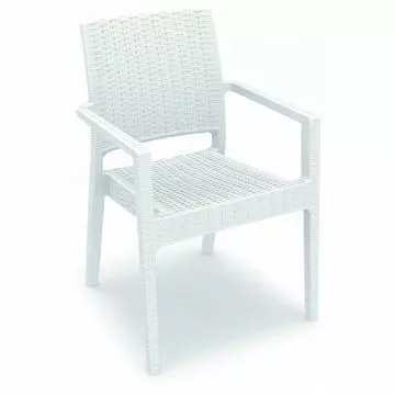 Compamia Ibiza Resin Wickerlook Dining Arm Chair, White