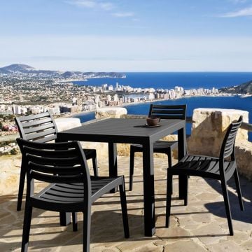 Compamia Ares 5 Piece Resin Square Outdoor Dining Set, Dark Gray