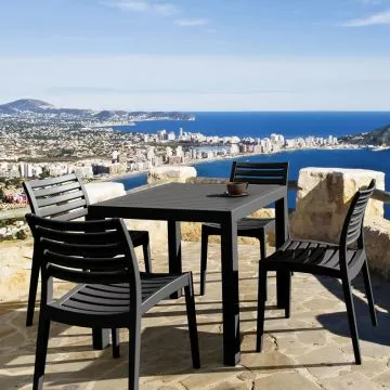 Compamia Ares 5 Piece Resin Square Outdoor Dining Set, Dark Gray