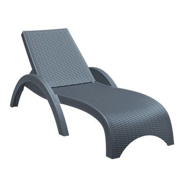 Compamia Fiji Resin Wickerlook Chaise Lounge, Dark Gray