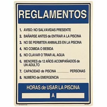 Poolmaster Pool Rules Sign, 18x24 in, Spanish