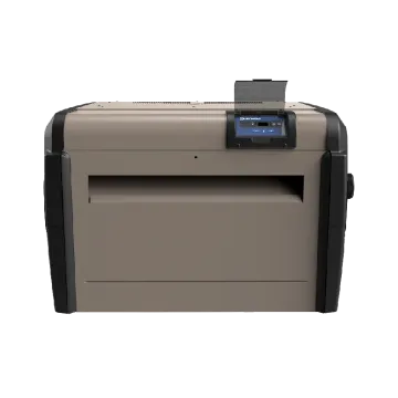 Front of Hayward Universal H-Series H400 Low NOx Pool Heater, 400,000 BTU, Propane Gas, showing the beige rectangular unit with black trim and a digital control panel.