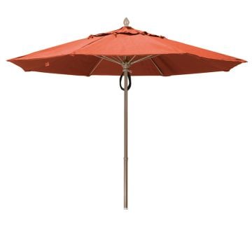 Fiberbuilt 11 ft Acrylic Market Push Up Umbrella, 2 Piece Champagne Bronze Aluminum Pole, Terra Canopy