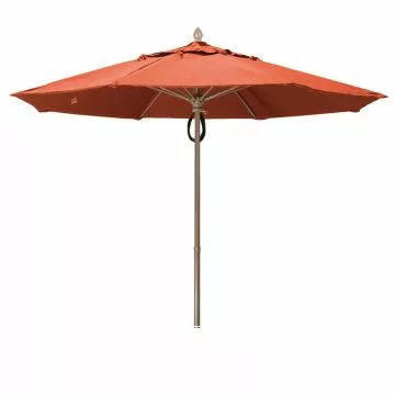 Fiberbuilt 11 ft Acrylic Market Push Up Umbrella, 2 Piece Champagne Bronze Aluminum Pole, Terra Canopy
