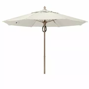 Fiberbuilt 9 ft Acrylic Market Push Up Umbrella, 2 Piece Champagne Bronze Aluminum Pole, Natural White Canopy