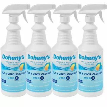 Doheny's Tile and Vinyl Cleaner, (4) 1 Quart Spray Bottles- Easily Remove Waterlines & Grime
