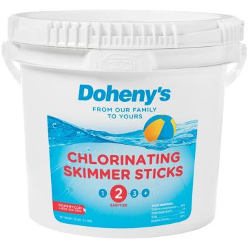 Single 25 lb. Bucket of Doheny's Chlorinating Skimmer Sticks - chlorine sticks that sanitize your pool to stop algae and bacteria.