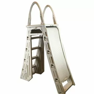 Confer Roll Guard A Frame Safety Ladder for above ground pools with locking barrier and 300 pound weight limit