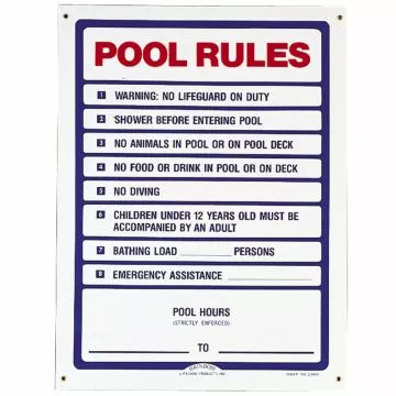 Poolmaster Pool Rules Sign, 18x24 in, English