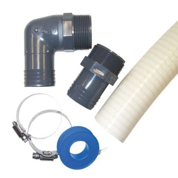 Doheny's Pump to Filter Plumbing Kit | 2 Clamps | 3' Hose | 1 Elbow | 1 Adapter 1.5" | 1 Roll of Teflon Tape