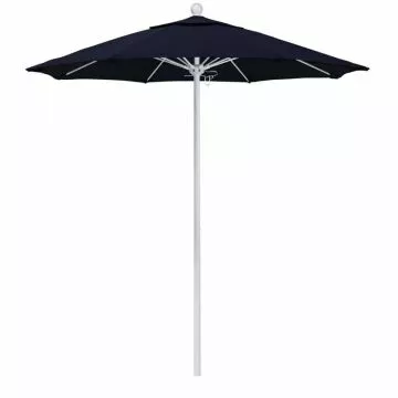 View of California Alto 7.5 ft Market Push Up Umbrella Olefin Fabric, 2 Piece White Aluminum Pole in Navy