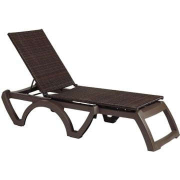 Grosfillex Java Wicker Chaise, Bronze Frame on Bronze Sling