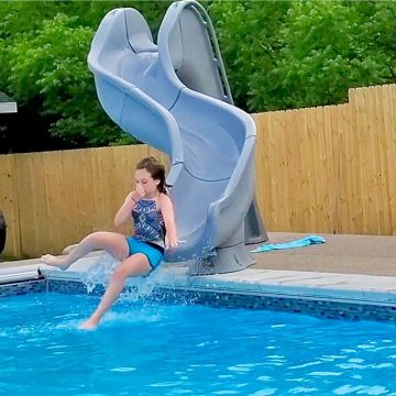 Global Pool Products Rip Tide Pool Slide, Left Turn, Grey