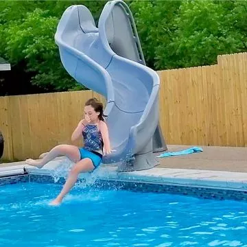 Global Pool Products Rip Tide Pool Slide, Right Turn, Grey