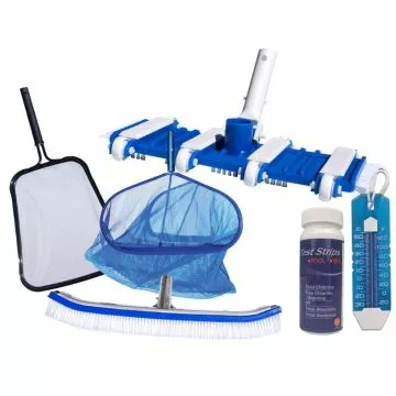 Doheny's Inground Maintenance Kit, Commercial Grade Rake, Commercial Grade Skimmer, Super Deluxe Brush, Deluxe Clear Vacuum, Jumbo Thermometer, 5-In-1 Test Strips