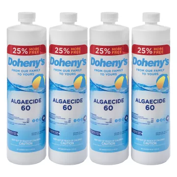 Image of (4) 1-quart bottles of Doheny's Algaecide 60, designed for powerful algae prevention and treatment.