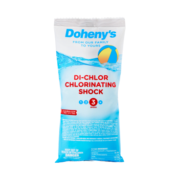 Doheny's Di-Chlor Chlorinating Shock sanitizes, shocks, and controls algae with 56% available chlorine.