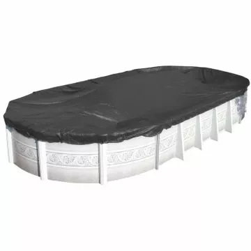 Hi-Tech Micro Mesh Winter Cover for 21x41 ft Above Ground Oval Pools (Actual Cover Size 24x44 ft) with 55 cover clips 